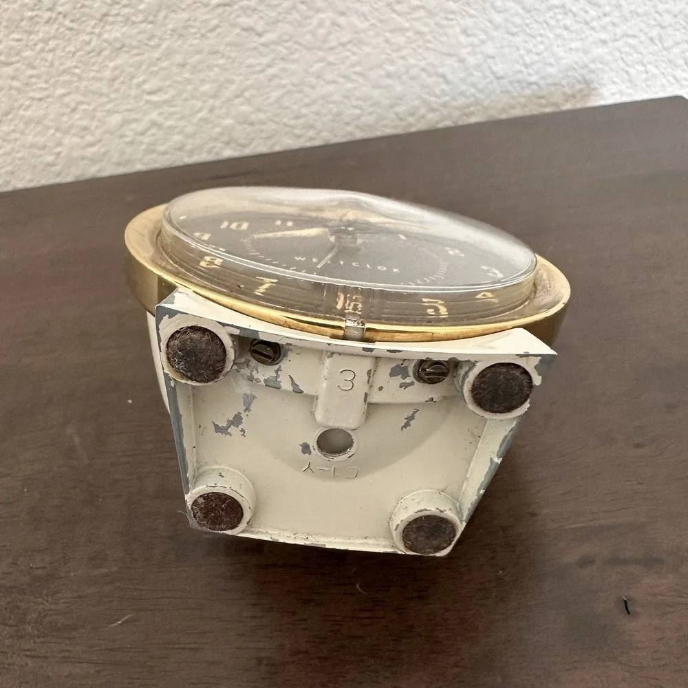 Vintage Westclox Baby Ben 321-L Alarm Clock White Gold Works w/ Original Box